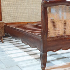 Rattan Elegance Series Solid Wood Cane Bed Frame