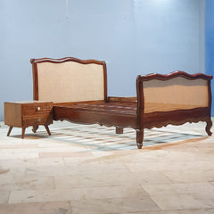 Rattan Elegance Series Solid Wood Cane Bed Frame