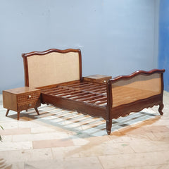 Rattan Elegance Series Solid Wood Cane Bed Frame