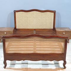 Rattan Elegance Series Solid Wood Cane Bed Frame