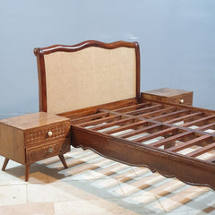 Rattan Elegance Series Solid Wood Cane Bed Frame