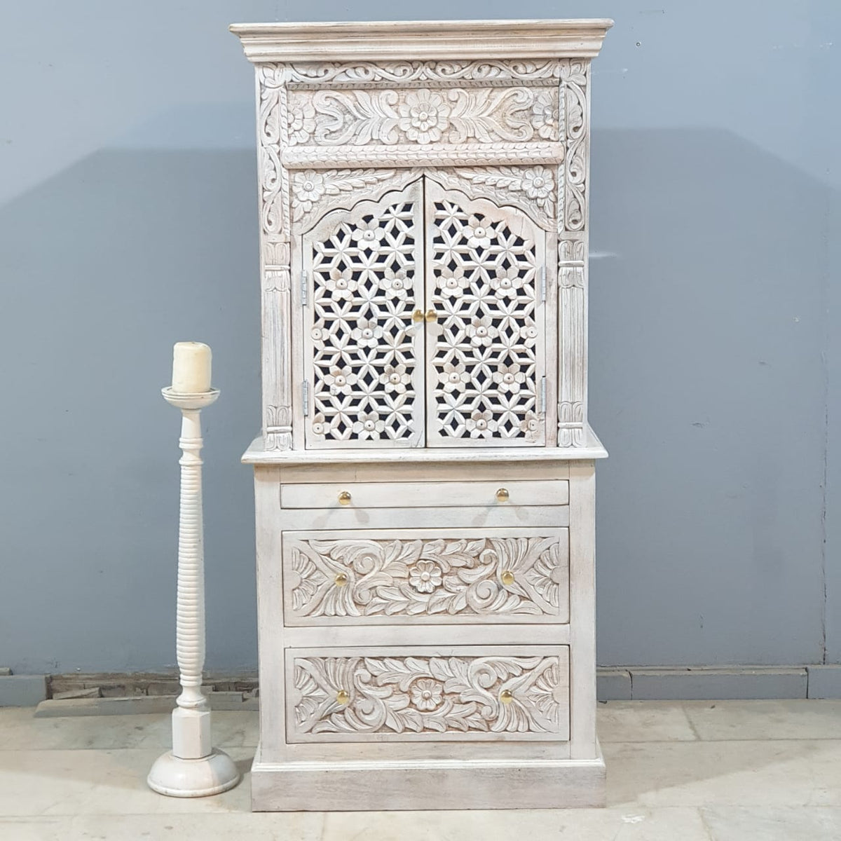 Hand Carved Solid Wood Home Temple Cabinet 04