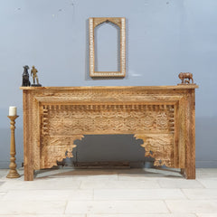 Indian Hand Carved Hall Console Table Natural 63