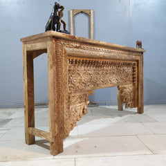 Indian Hand Carved Hall Console Table Natural 63