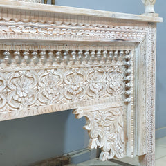 Indian Hand Carved Hall Console Table 170X40X90 cm White