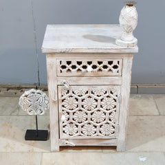 Indian Hand Carved Solid Wood Bedside Table (Set of 2) 50x40x60 cm 02