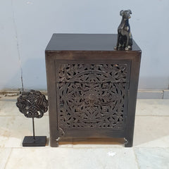 Indian Hand Carved Solid Wood Bedside Table (Set of 2) 50x40x60 cm