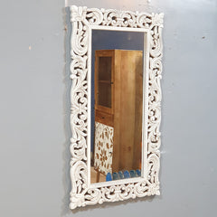 Handcrafted Floral Carved Solid Wood Indian Furniture Mirror Frame 34