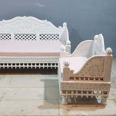 Indian Wooden Handmade Carved Balinese Daybed Sofa D22