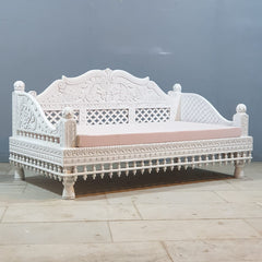 Indian Wooden Handmade Carved Balinese Daybed Sofa D22