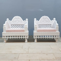 Mughal Garden Hand Carved Indian Single Seater Chair Sofa D23