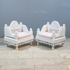 Mughal Garden Hand Carved Indian Single Seater Chair Sofa D23