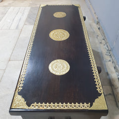 Indian Furniture Brass Work Solid Hard Wood Carved Blanket Box 107x40x45 cm B4