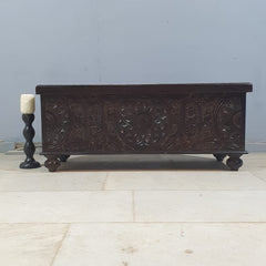 Indian Furniture Brass Work Solid Hard Wood Carved Blanket Box 107x40x45 cm B4