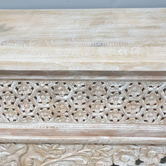 Mehrab Indian Hand Carved Jali Hall Console Table White 150x40x90 cm 03