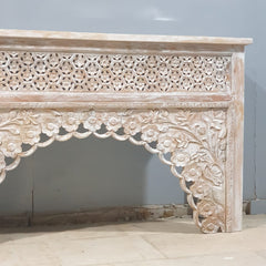 Mehrab Indian Hand Carved Jali Hall Console Table White 150x40x90 cm 03