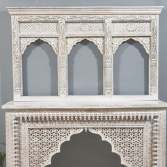 Mehrab Indian Hand Carved Jali Hall Console Table White 150x40x90 cm