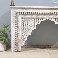Mehrab Indian Hand Carved Jali Hall Console Table White 150x40x90 cm