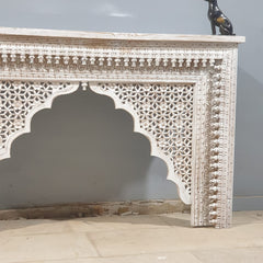 Mehrab Indian Hand Carved Jali Hall Console Table White 150x40x90 cm