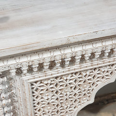 Mehrab Indian Hand Carved Jali Hall Console Table White 150x40x90 cm