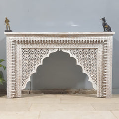 Mehrab Indian Hand Carved Jali Hall Console Table White 150x40x90 cm