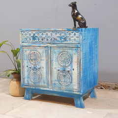 Indian Furniture Hand Carved Solid Wood Small Cabinet 60x40x65 Cm
