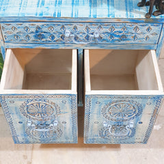 Indian Furniture Hand Carved Solid Wood Small Cabinet 60x40x65 Cm