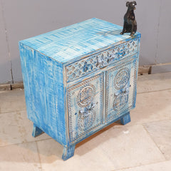 Indian Furniture Hand Carved Solid Wood Small Cabinet 60x40x65 Cm