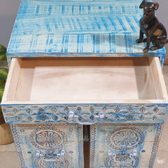 Indian Furniture Hand Carved Solid Wood Small Cabinet 60x40x65 Cm