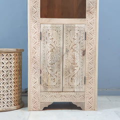 Mehrab Indian Hand Carved Solid Wood Bookshelf B56