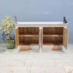 Hand Carved Solid Wood Sideboard White 160X40X80 cm