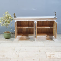 Hand Carved Solid Wood Sideboard White 160X40X80 cm