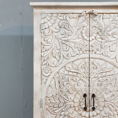 Hand Carved Solid Wood Wardrobe Cabinet 90x40x180 cm