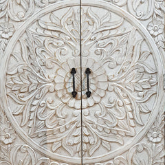 Hand Carved Solid Wood Wardrobe Cabinet 90x40x180 cm