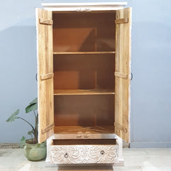Hand Carved Solid Wood Wardrobe Cabinet 90x40x180 cm