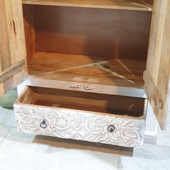 Hand Carved Solid Wood Wardrobe Cabinet 90x40x180 cm