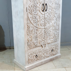 Hand Carved Solid Wood Wardrobe Cabinet 90x40x180 cm
