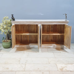 Hand Carved Solid Wood Sideboard White 180X40X90 cm