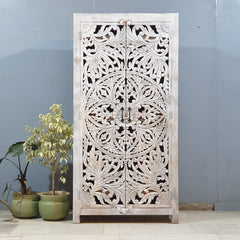Kalah Hand Carved Solid Wood Wardrobe Cabinet 90x40x180 cm