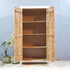 Kalah Hand Carved Solid Wood Wardrobe Cabinet 90x40x180 cm