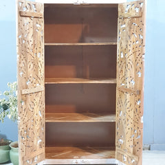 Kalah Hand Carved Solid Wood Wardrobe Cabinet 90x40x180 cm