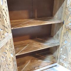 Kalah Hand Carved Solid Wood Wardrobe Cabinet 90x40x180 cm