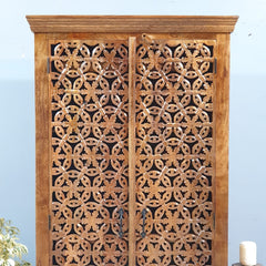 Hand Carved Solid Wood Wardrobe Cabinet 90x40x180 cm Brown