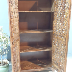 Hand Carved Solid Wood Wardrobe Cabinet 90x40x180 cm Brown