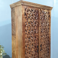 Hand Carved Solid Wood Wardrobe Cabinet 90x40x180 cm Brown