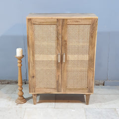 Rattan Elegance Series Mango Wood Cane 2Doors Cabinet D119