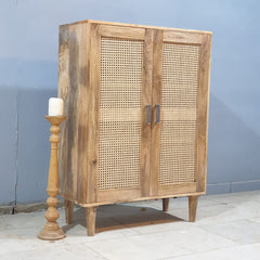 Rattan Elegance Series Mango Wood Cane 2Doors Cabinet D119