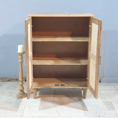 Rattan Elegance Series Mango Wood Cane 2Doors Cabinet D119