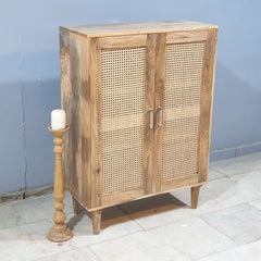 Rattan Elegance Series Mango Wood Cane 2Doors Cabinet D119