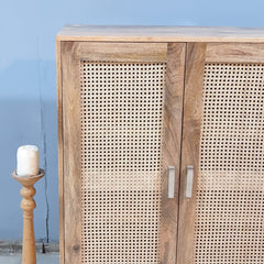 Rattan Elegance Series Mango Wood Cane 2Doors Cabinet D119